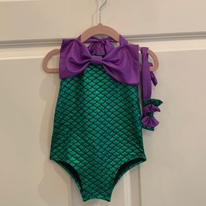 “Ariel” Mermaid Halter Swimsuit w/ Headband